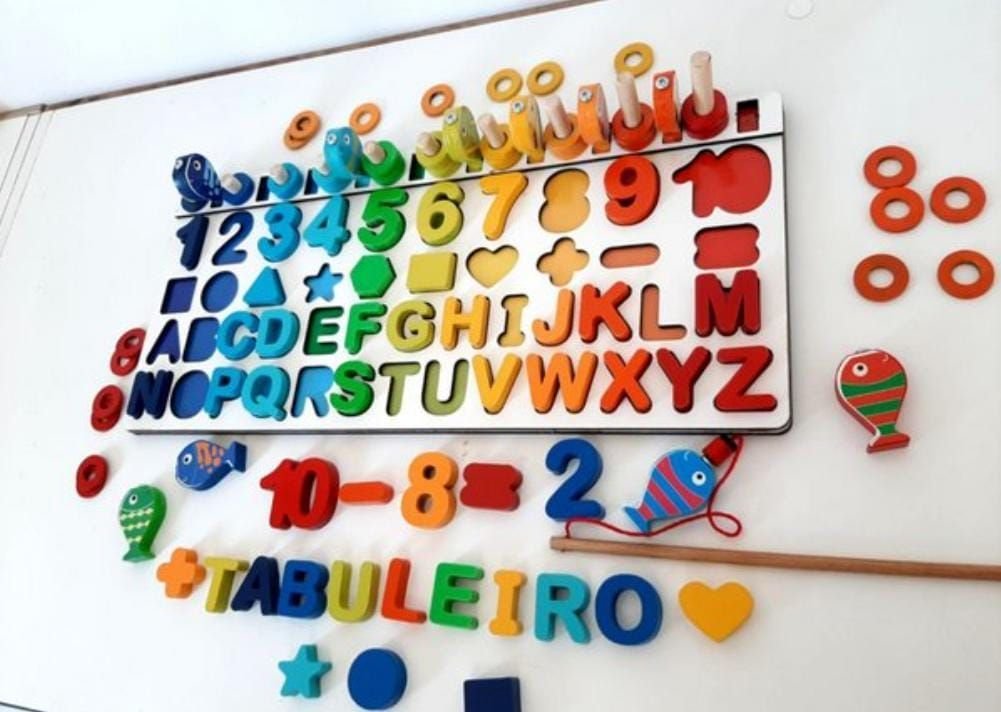 Tabuleiro Educativo Números e Letras  De Jogo Educacional Montessor - 3