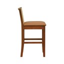Ver imagem 3 de Banqueta Média Pérola Madeira Maciça Telinha C/ 62cm - Amêndoa - Assento Estofado Corano Caramelo