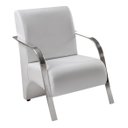 Ver imagem 5 de Kit Poltrona + Namoradeira Sevilha Braço Metal Decoração Recepção Escritório - Corino Branco