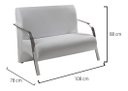Ver imagem 6 de Kit Poltrona + Namoradeira Sevilha Braço Metal Decoração Recepção Escritório - Corino Branco