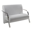 Ver imagem 2 de Kit Poltrona + Namoradeira Sevilha Braço Metal Decoração Recepção Escritório - Corino Branco