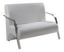 Ver imagem 2 de Kit Poltrona + Namoradeira Sevilha Braço Metal Decoração Recepção Escritório - Corino Branco