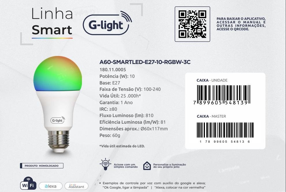 Smart Led A60 G-light 10w Bivolt E27 Rgbw - 5