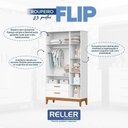 Ver imagem 4 de Jogo de Quarto Infantil Flip Guarda Roupa 3 Portas e Berço Americano Branco Fosco - Reller Móveis