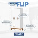Ver imagem 3 de Jogo de Quarto Infantil Flip Guarda Roupa 3 Portas e Berço Americano Branco Fosco - Reller Móveis
