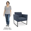 Ver imagem 7 de Sofá Namoradeira e 1 Poltrona Base Industrial Preto Ana Suede Azul Marinho - Ibiza