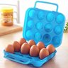 Caixa Dobrável Transporte Armazenamento Ovos Alça 12 Espaços Trabalho Academia Acampamento - Azul-cl - 1
