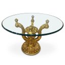 Ver imagem 1 de Mesa de Jantar Clássica Redonda Dourado com Tampo de Vidro