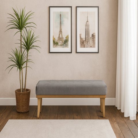 Puff para Sala de Estar 100cm Linho Theo