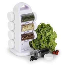 Porta Temperos Giratório Emborrachado 8 Potes Plástico Condimentos Transparente Armazenar Guardar - 3