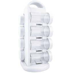 Porta Temperos Giratório Emborrachado 8 Potes Plástico Condimentos Transparente Armazenar Guardar - 1