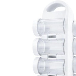 Porta Temperos Giratório Emborrachado 8 Potes Plástico Condimentos Transparente Armazenar Guardar - 4