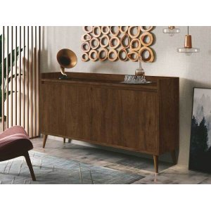 Buffet Aparador Retrô Clássico 4 Portas Malbec