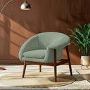 Ver imagem 2 de Poltrona Decorativa Yumi Base Madeira Braço Esquerdo Bouclé Verde Claro - Nexta Casa