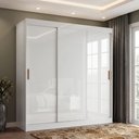 Ver imagem 4 de Guarda-Roupa Casal 3 Portas de Correr e 4 Gavetas Flex Capri Branco/Preto