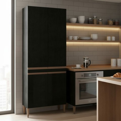 Paneleiro Duplo de Cozinha Essenza 80cm 4 Portas Móvel na Caixa
