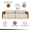 Ver imagem 3 de Sofá Living Sala de Estar Abel 240cm Bipartido Pés de Madeira Pu/veludo Caramelo/bege Claro G33 - Gr