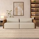 Ver imagem 1 de Sofá Living Sala de Estar Abel 240cm Bipartido Pés de Madeira Pu/veludo Caramelo/bege Claro G33 - Gr