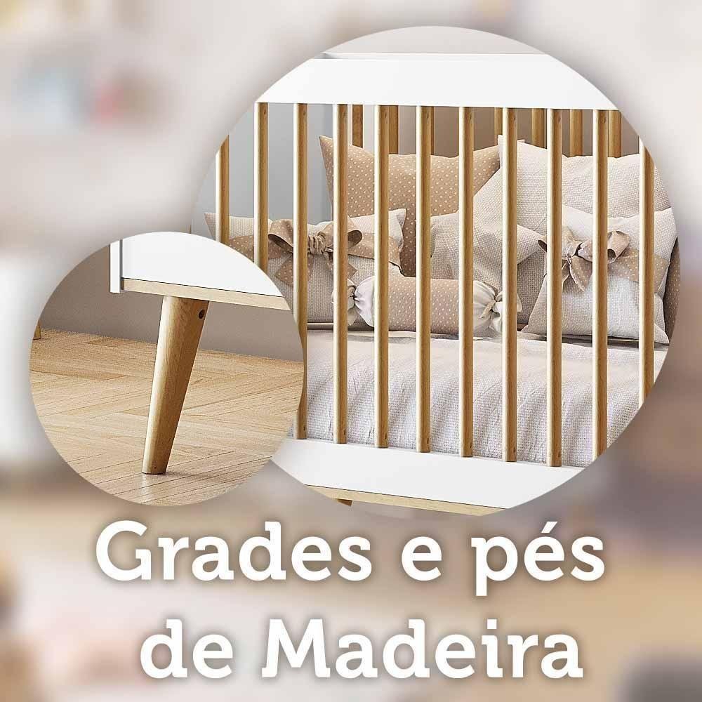 Quarto De Bebê Berço 3 Em 1 Cômoda Infantil Branco - 6