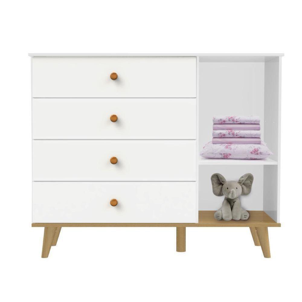 Quarto De Bebê Berço 3 Em 1 Cômoda Infantil Branco - 2