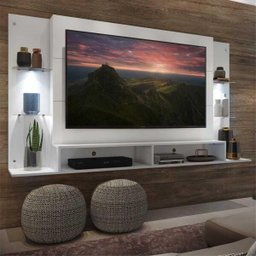 Painel Tv Até 60 Polegadas com 2 Leds e Prateleiras de Vidro Vegas Multimóveis Branco - 2