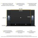 Ver imagem 4 de Painel Tv Até 60 Polegadas com 2 Leds e Prateleiras de Vidro Vegas Multimóveis Preto