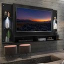 Ver imagem 1 de Painel Tv Até 60 Polegadas com 2 Leds e Prateleiras de Vidro Vegas Multimóveis Preto