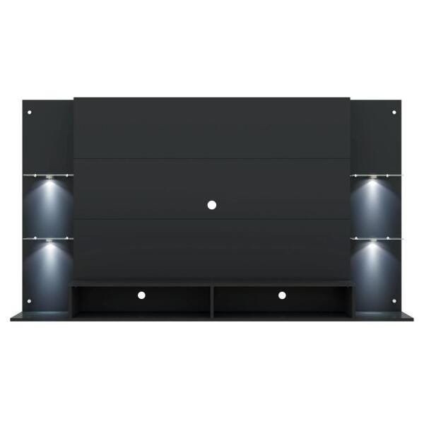 Painel TV até 60 Polegadas com 4 Leds e Prateleiras de Vidro Vegas Multimóveis Preto - 7