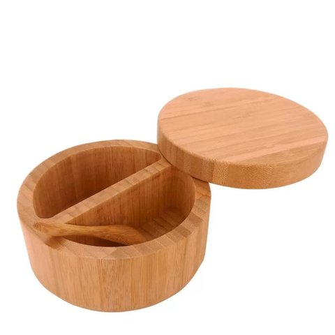 Porta Sal / Saleiro em Bambu 650 Ml 11 x 12 x 12 cms