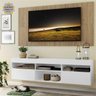 Rack com Painel e Suporte TV 65 Polegadas Suspenso e 2 Portas Londres - Branco/Rustic - 1