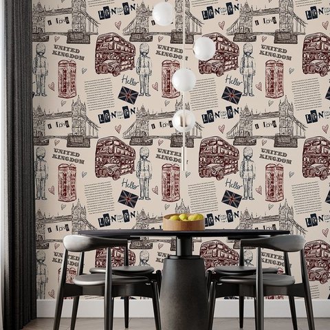 Papel de Parede Adesivo Londres Inglaterra Retro - 3,3m