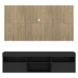 Rack com Painel e Suporte TV 65 Polegadas Suspenso e 2 Portas Londres - Preto/Rustic - 6