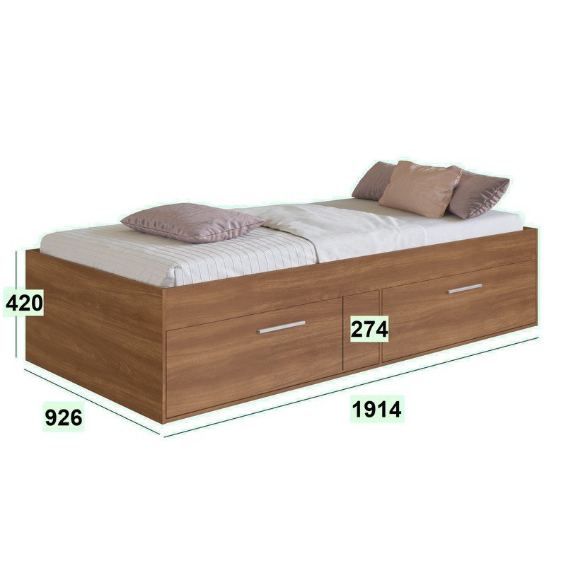 Cama de Solteiro para Colchões de 88x188cm com 4 Portas Tokio Ck090 Art In Móveis-nogal - 2