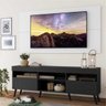 Rack com Painel TV 65 Polegadas Preto/Branco Londres Multimóveis Pés Retrô Preto - 1