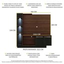 Ver imagem 3 de Estante com 3 Leds Painel TV 55" e 2 Portas Dallas Multimóveis Madeirado/Preto