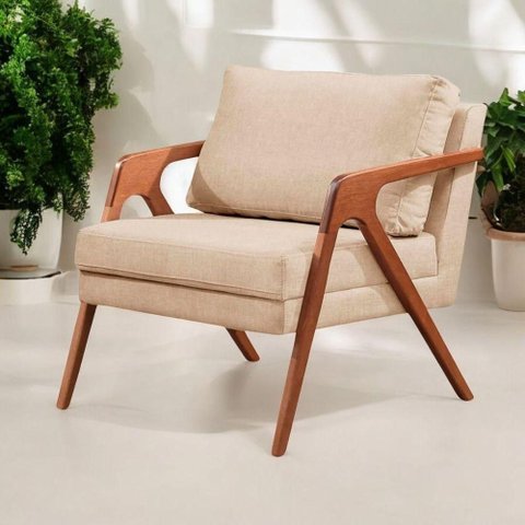 Kit Poltrona Decorativa 1 Lugar Base Maciça