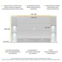 Ver imagem 4 de Painel Tv Até 60 Polegadas com 4 Leds e Prateleiras de Vidro Vegas Multimóveis Branco