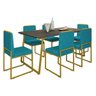Cadeira Barcelona Base Dourado - 95cm X 44cm - Azul Turquesa - 1