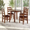Ver imagem 1 de Conjunto Mesa de Jantar 103cm Redonda e 4 Cadeiras Estofadas 100% Madeira Maciça Parit Espresso Móveis