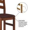 Ver mais imagens de Conjunto Mesa de Jantar 103cm Redonda e 4 Cadeiras Estofadas 100% Madeira Maciça Parit Espresso Móveis