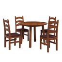 Ver imagem 2 de Conjunto Mesa de Jantar 103cm Redonda e 4 Cadeiras Estofadas 100% Madeira Maciça Parit Espresso Móveis
