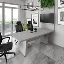 Ver imagem 1 de Mesa de Escritório 2,00m e Painel de Tv com Passa Cabos F5 Cor:cinza