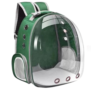 Mochila Pet para Transporte de Cães e Gatos Visão Panorâmica (verde)
