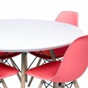 Ver imagem 2 de Conjunto Mesa Eames Branca 110cm e 4 Cadeiras Eames PP Coral