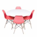 Ver imagem 1 de Conjunto Mesa Eames Branca 110cm e 4 Cadeiras Eames PP Coral