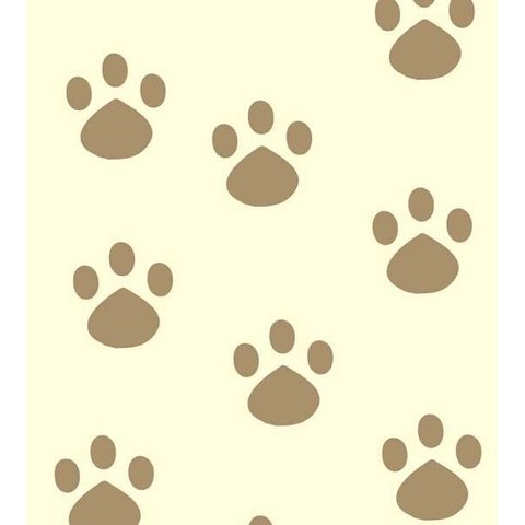 Papel De Parede Infantil Com Desenho Pata De Cachorro Para Sala Quarto Com Tons De Bege
