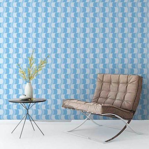 Papel De Parede Em Tons De Azul Branco Para Sala Quarto Infantil