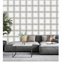Ver imagem 2 de Papel De Parede Para Sala Quarto Com Efeito 3D Branco Cinza Com Detalhes Amarelo