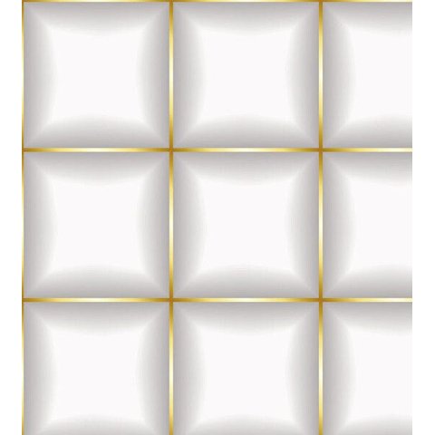Papel De Parede Para Sala Quarto Com Efeito 3D Branco Cinza Com Detalhes Amarelo