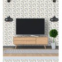 Ver imagem 1 de Papel De Parede Branco Cinza Com Detalhes Amarelo Estilo 3D Com Desenho De Flor